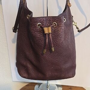 Coach| Purple Pebble Leather Bucket Bag with Gold Hardware Hobo Slouchy Sz.Large